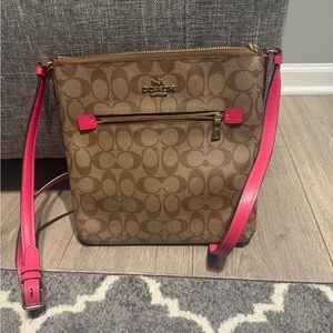 Coach Tan and Pink Crossbody Bag